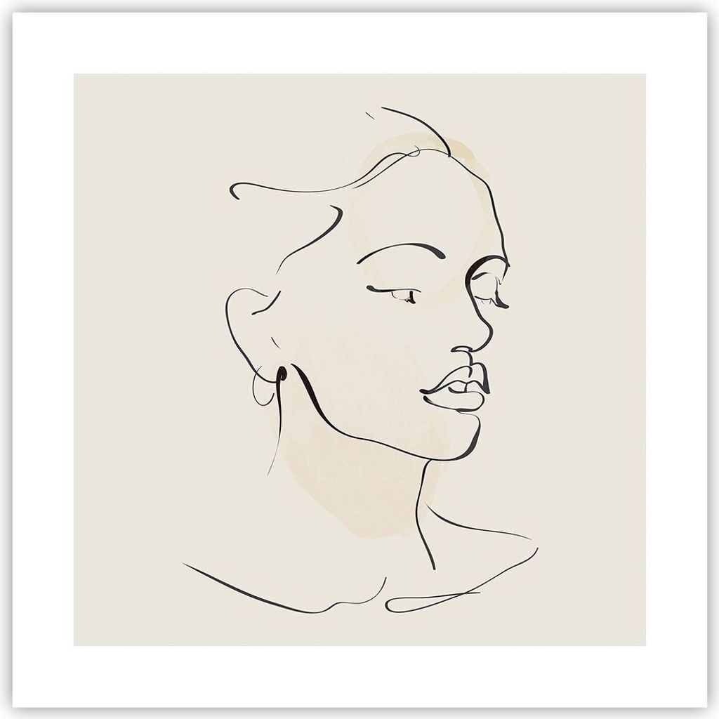 Poster - Poster ohne Rahmen - Frau Zeichnung Linie - 40x40 cm - Wand Bild - Wanddeko - Wandbilder - Kunstposter - Wandposter - Bilder - Kunstdruck ...