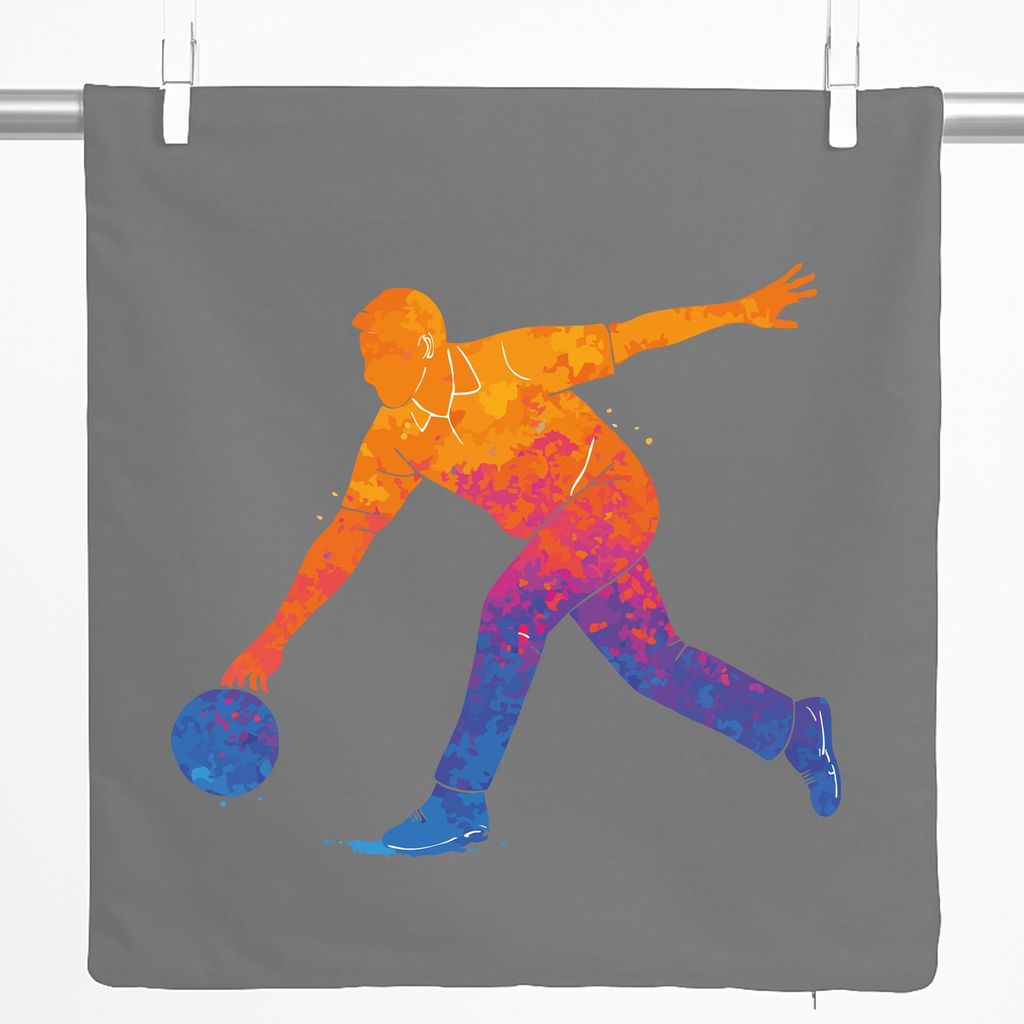 Huuraa Kissenbezug Bowling bunte Silhouette 40x40cm Steel Grey Baumwolle Dekokissenbezug Geschenkidee