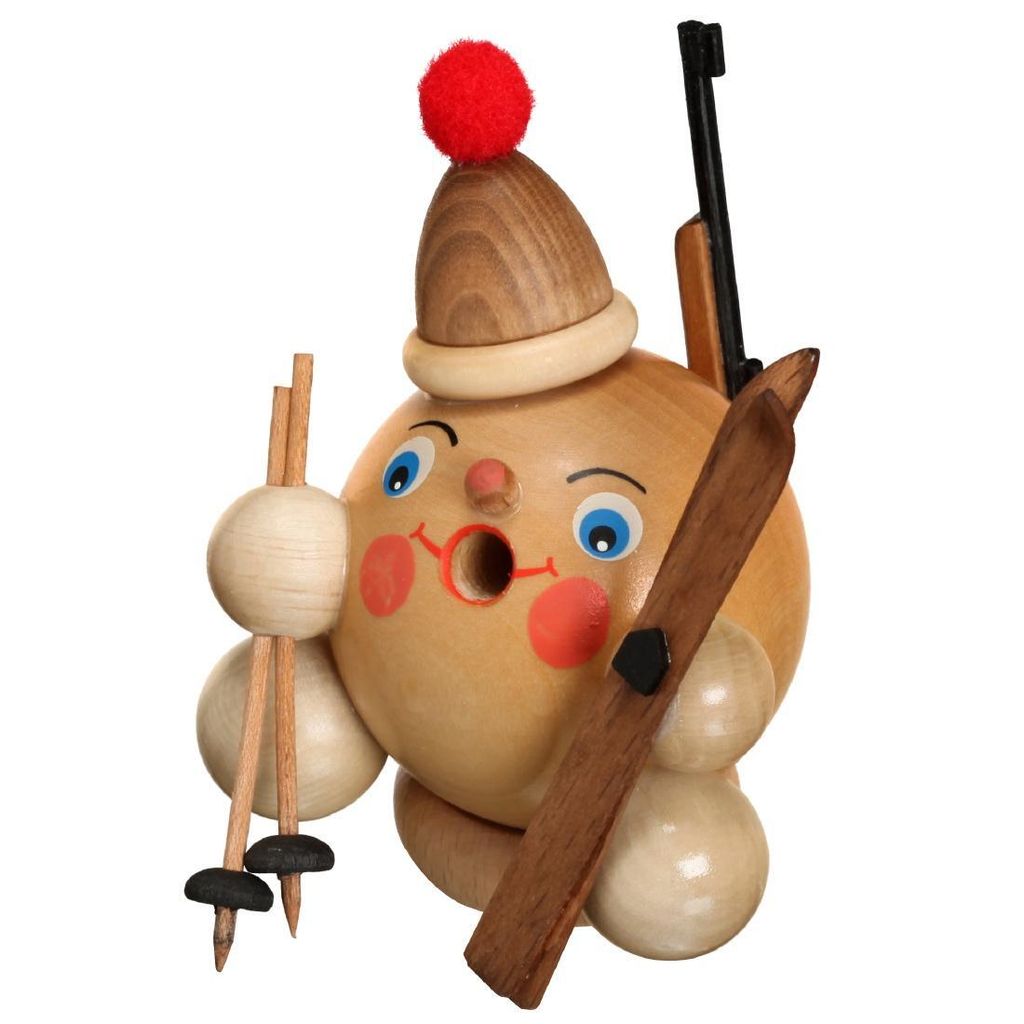 Räucherfigur Räucherschneeball Biathlet Natur BxHxT ca 7 x 9 x 7cm NEU