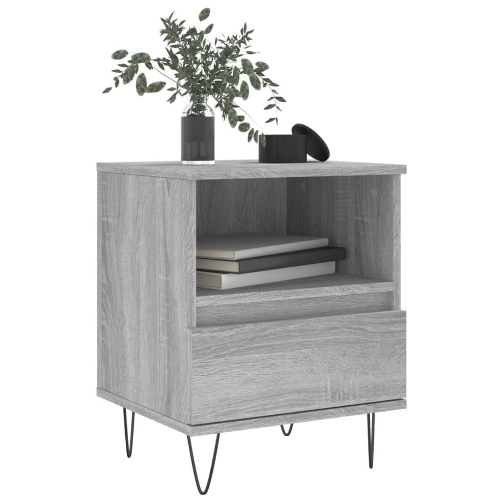 " "2er Set Nachttisch Modernes - Nightstand/Nachtschrank für Schlafzimmer - Grau Sonoma 40x35x50 cm Holzwerkstoff NeuMöbel 8920835