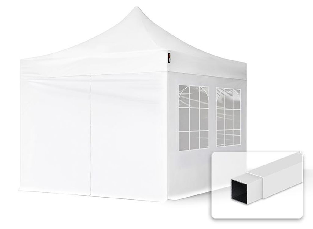 TOOLPORT 3x3m Stahl Faltpavillon, inkl. 4 Seitenteile, weiß Produktbild 