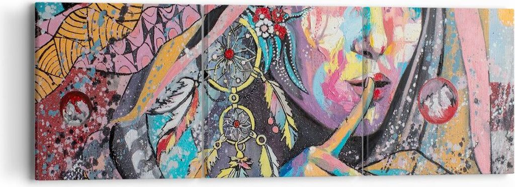 Bild auf Leinwand - Leinwandbild - frau folklore - 90x30cm - Wand Bild - Wanddeko - Wandbilder - Leinwanddruck - Bilder - Kunstdruck - Wanddekorati...