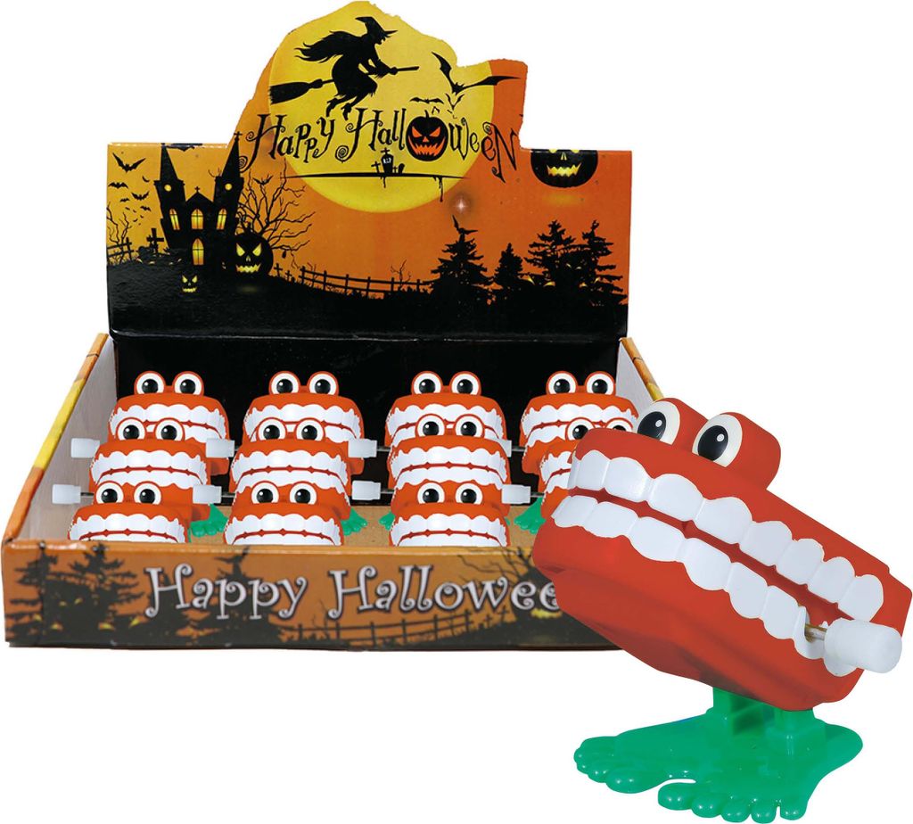 Aufziehbarer, laufender falscher Kiefer, Mundzähne, Halloween-Dekoration