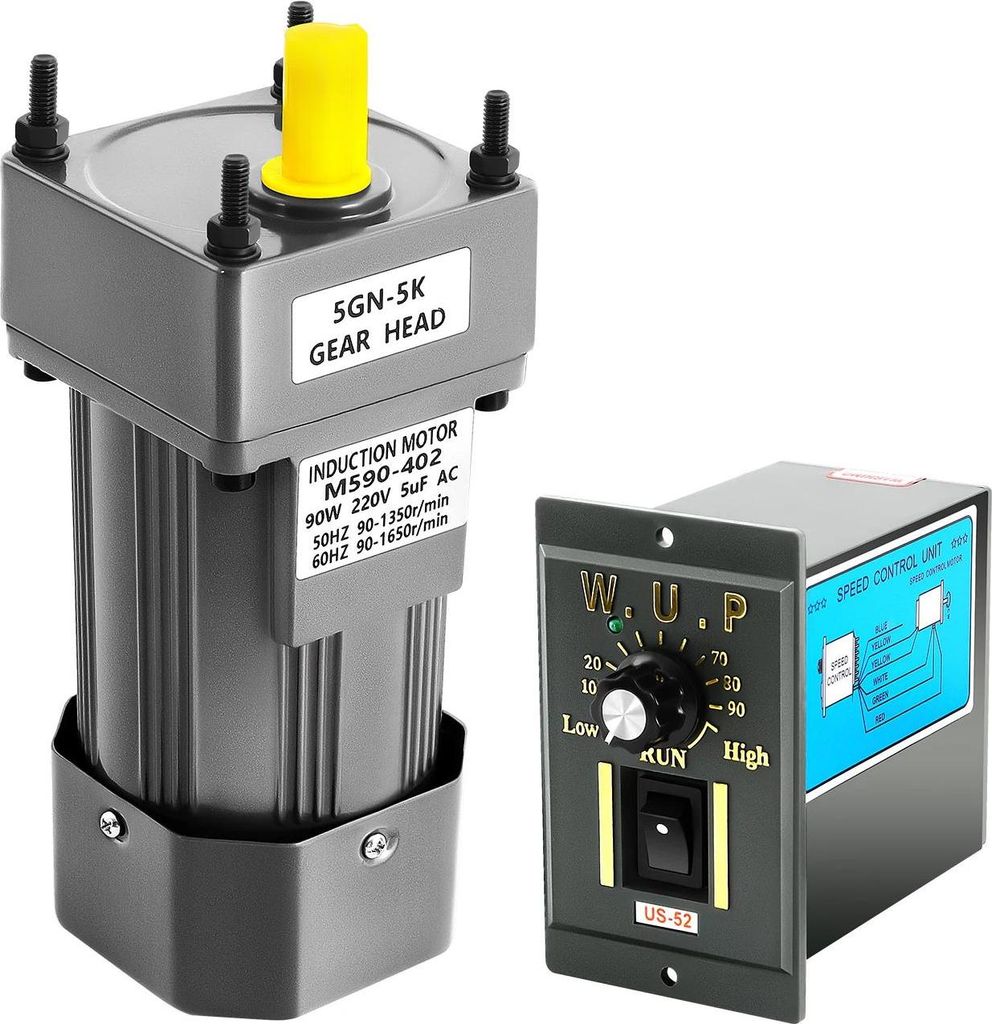 Getriebemotor 90 W - Mit Drehzahlregler - Untersetzung 1:5k - Regelbare Drehzahl - Für Verpackungs- und Druckindustrie