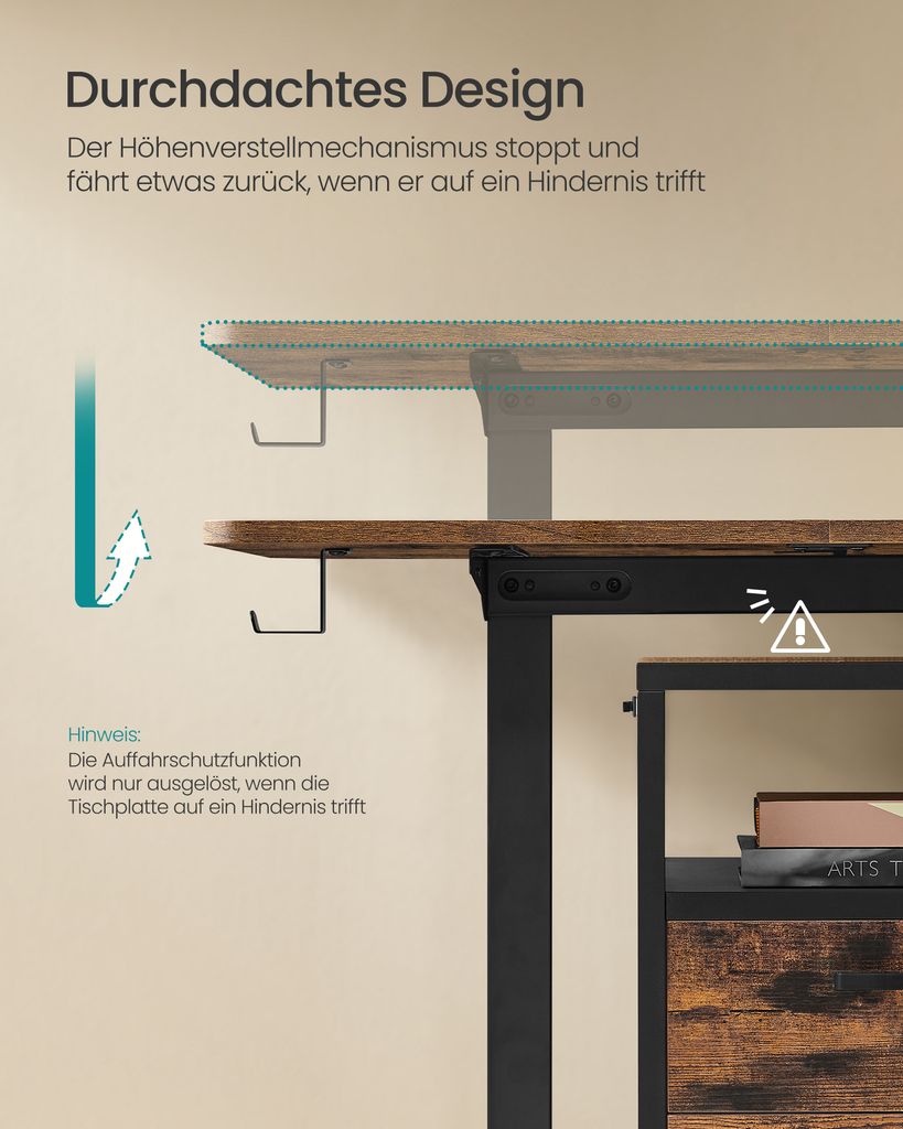 SONGMICS Höhenverstellbarer Schreibtisch elektrisch 160cm 4 Produktbild 5