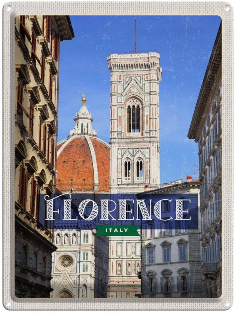 vianmo Blechschild 40x30 cm Florence ItalyToscana Bildmotiv Reisemotiv Abenteuer Reisen Straße Stadt Urlaub