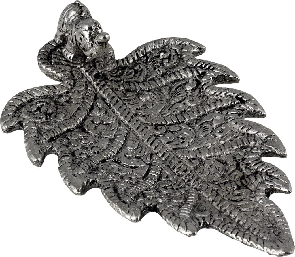 Räucherstäbchenhalter Figur Elefant Metall silber Blatt lang Aufsatz Räucherkegelhalter