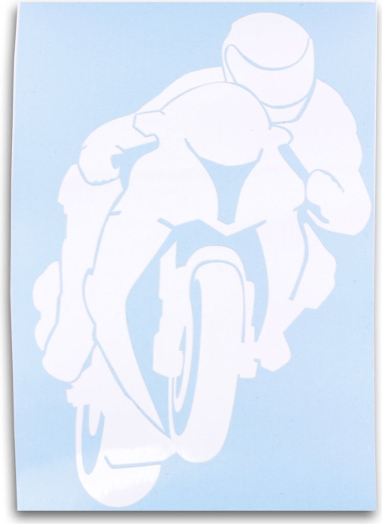 Motorradfahrer Auto Aufkleber, Design 1, weiß