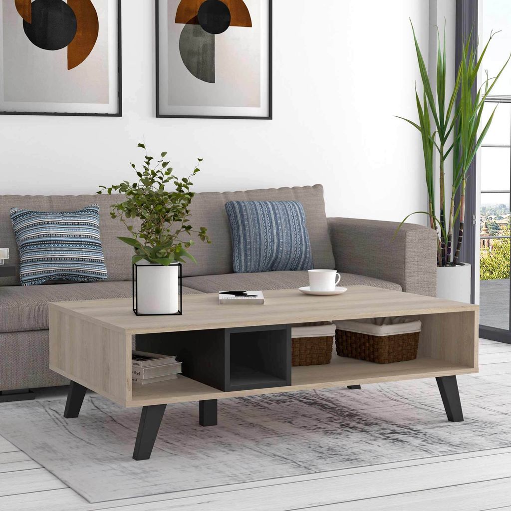 Couchtisch CAREA 110 x 65 cm Comano Pflaume Optik / Schwarz von Forte