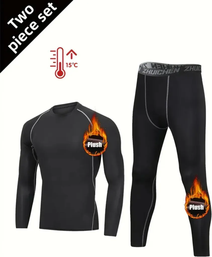 Completo Termico INF Uomo Pile Nero XL - Primo Strato Tecnico Invernale - 2