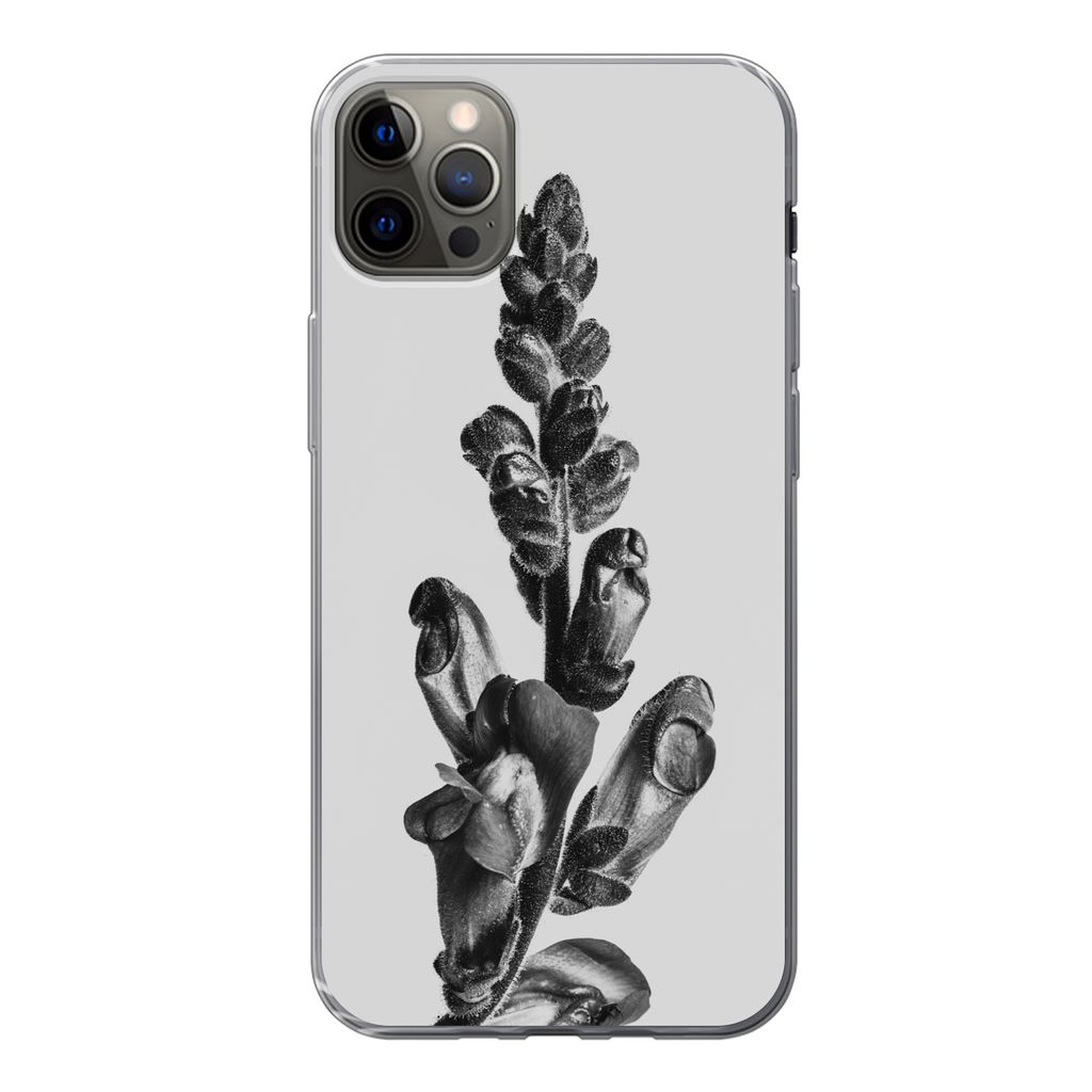 MuchoWow Handyhülle Schutzhülle Hülle für iPhone 13 Pro Max Pflanze - Schwarz - Weiß - Abstrakt Silikon Softcase Handy Hülle - Mobiltelefon