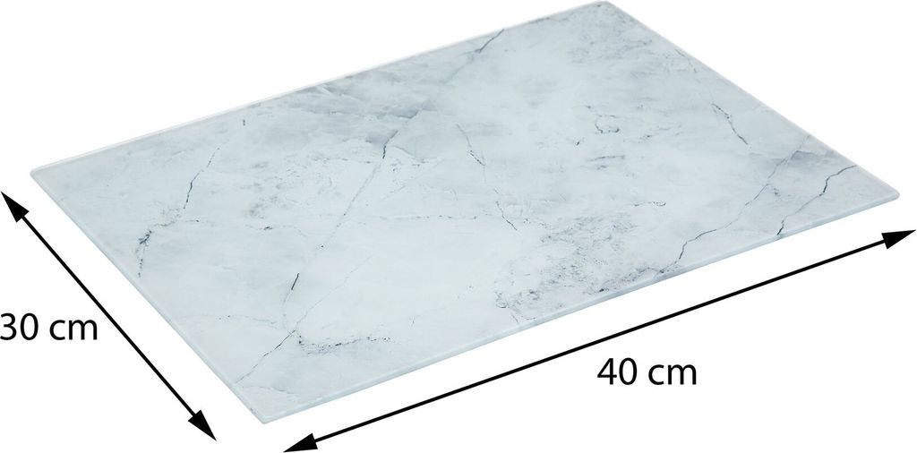 5five Glasplatte Mit Schwarzer Marmoroptik – 40x30 Cm, Gehärtetes Glas, 1,2 Kg, Als Schneidebrett Oder Deko