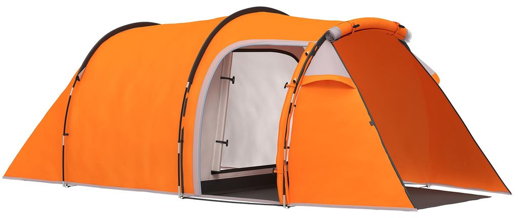 Tunnelzelt für 2-3 Personen, Campingzelt mit Vorraum Lampenhaken 2000mm Wassersäule Orange