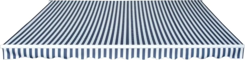 Grand store banne manuel 450 cm bleu et blanc pour terrasse et jardin