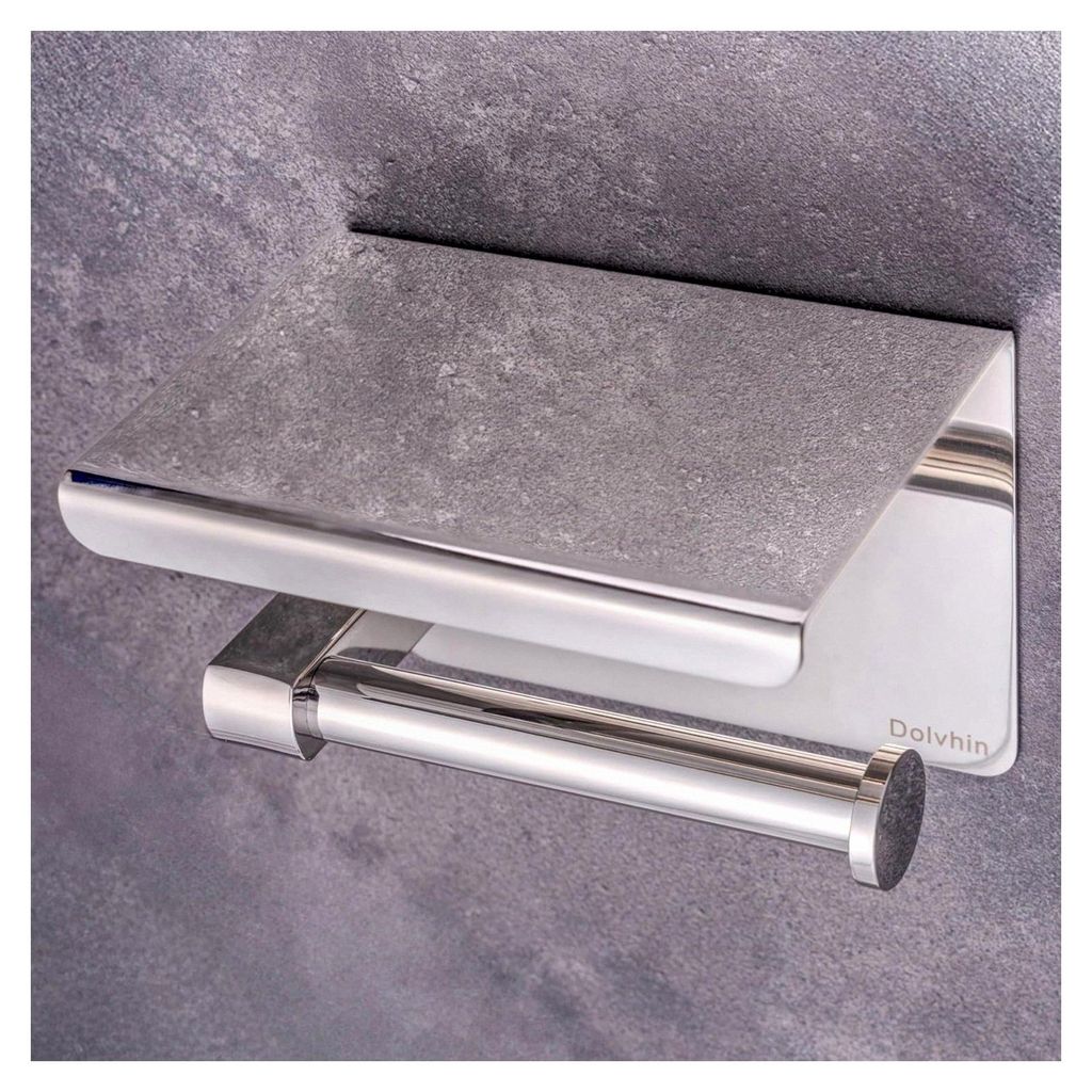 Toilettenpapierhalter mit Ablage | Selbstklebender Klopapierhalter aus Edelstahl | Klorollenhalter zum Kleben oder Bohren | WC Papier Halterung fü...