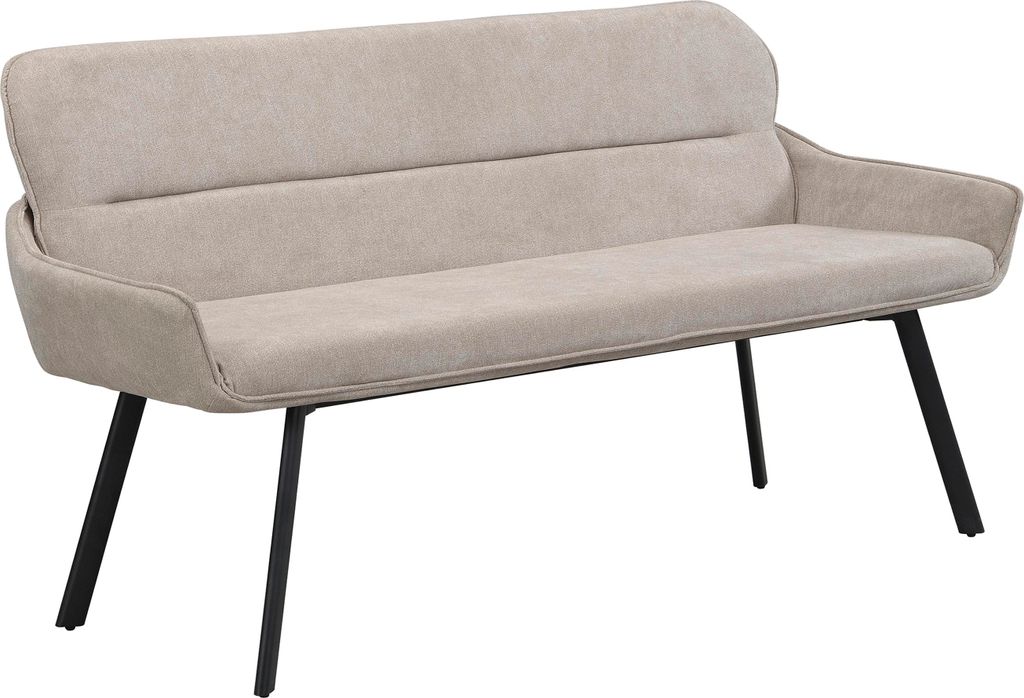 byLIVING Bank RICO / Webstoffbezug in taupe, Gestell in schwarz / Taschenfederkern, aufgedoppelter Rücken / Esszimmerbank, Sitzbank / B 160 x H 90...