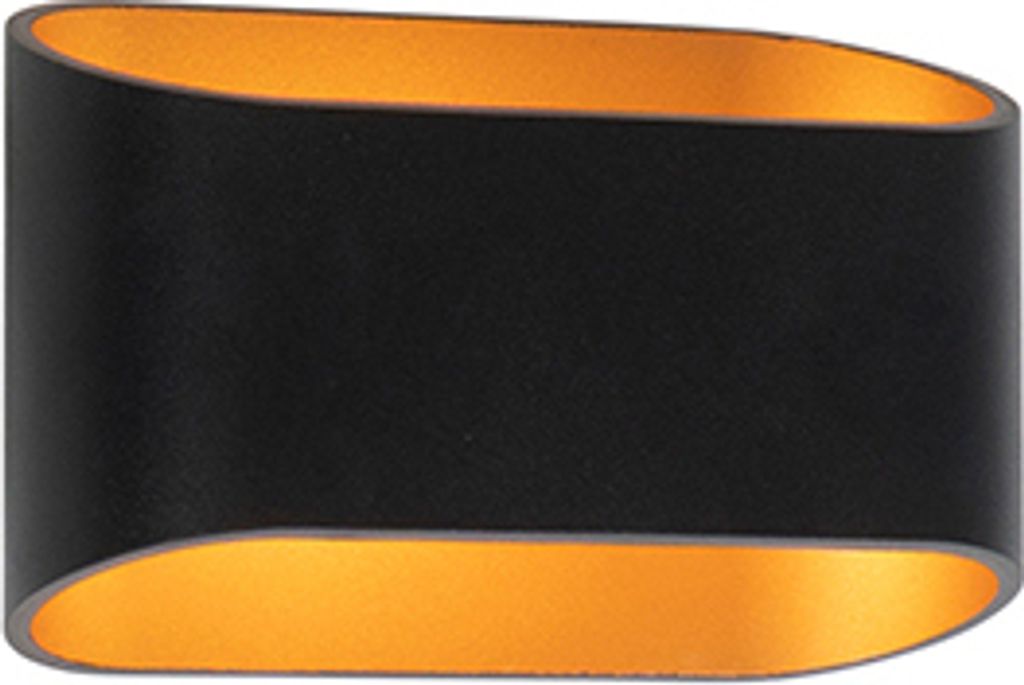 QAZQA - Modern Design Wandleuchte schwarz mit Gold I Messing - Alone R. I Wohnzimmer I Schlafzimmer I Up I Down - Aluminium Oval - LED geeignet G9