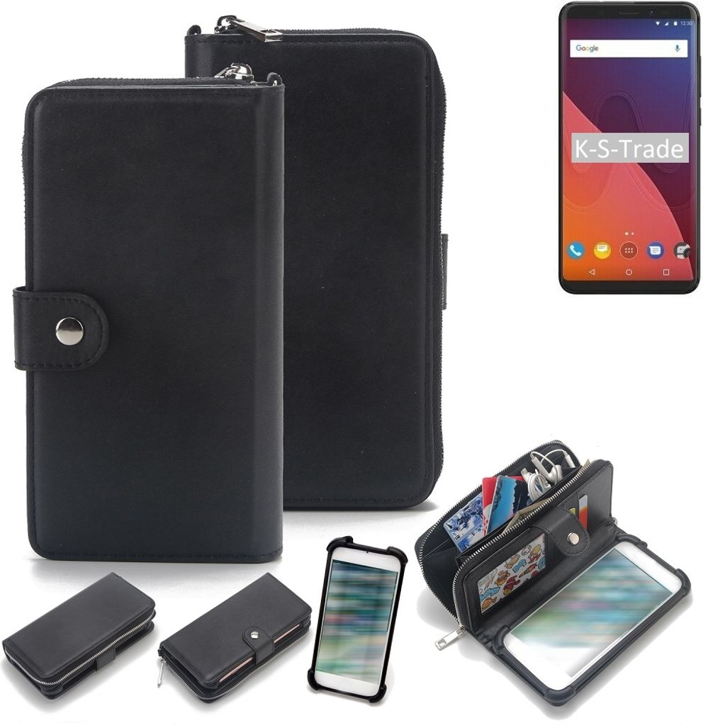 K-S-Trade 2in1 Handyhülle Schutzhülle kompatibel mit Wiko View 32 GB & Portemonnee Cover Handy Hülle Case Etui Geldbörse Wallet Bookstyle Hülle