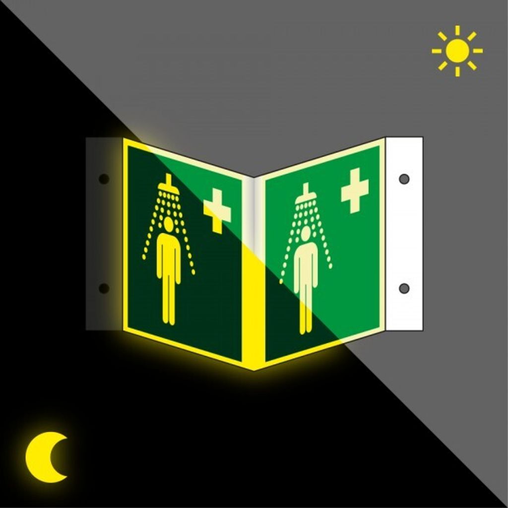 Schild | PERMALIGHT power langnachleuchtend Nasenschild Notdusche, ASR/ISO, K...