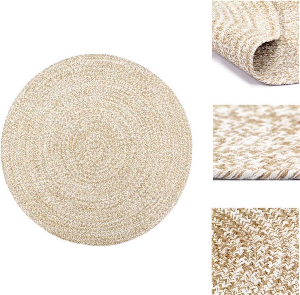 vidaXL Teppich Handgefertigt Jute Weiß und Braun 180 cm - Teppiche