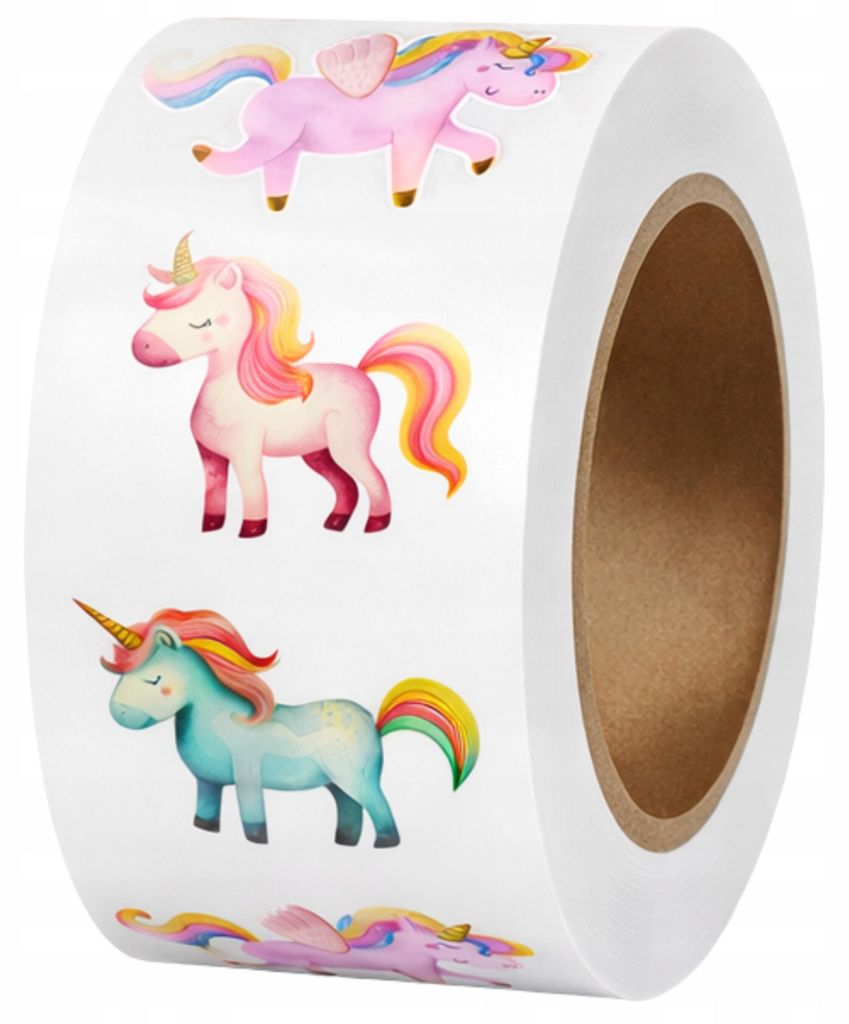 EDIBAZZAR | 500 Aufkleber auf einer Rolle, Einhörner für Mädchen