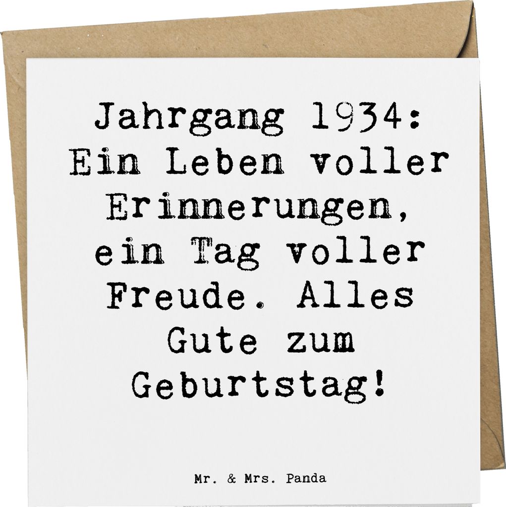 Mr. & Mrs. Panda Glückwunschkarte Spruch 1934 Geburtstag - Weiß - Geschenk, Alter, Klappkarte, Grußkarte, Jahrgang, Happy Birthday, handgefertig...