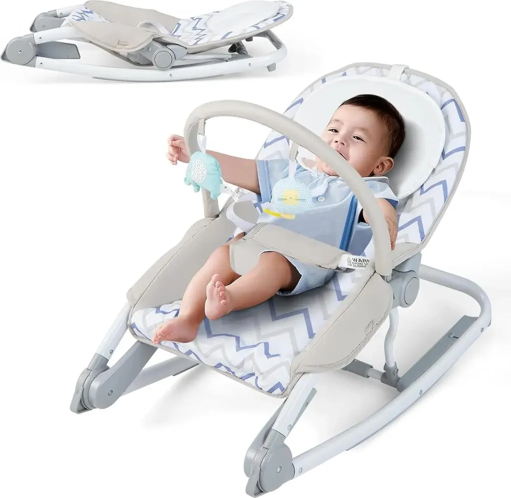 Balancelle bébé pliable grise 2 en 1 idéale pour petits appartements