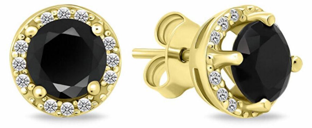 Sparkling gold-plated earrings with zircons EA601YBC