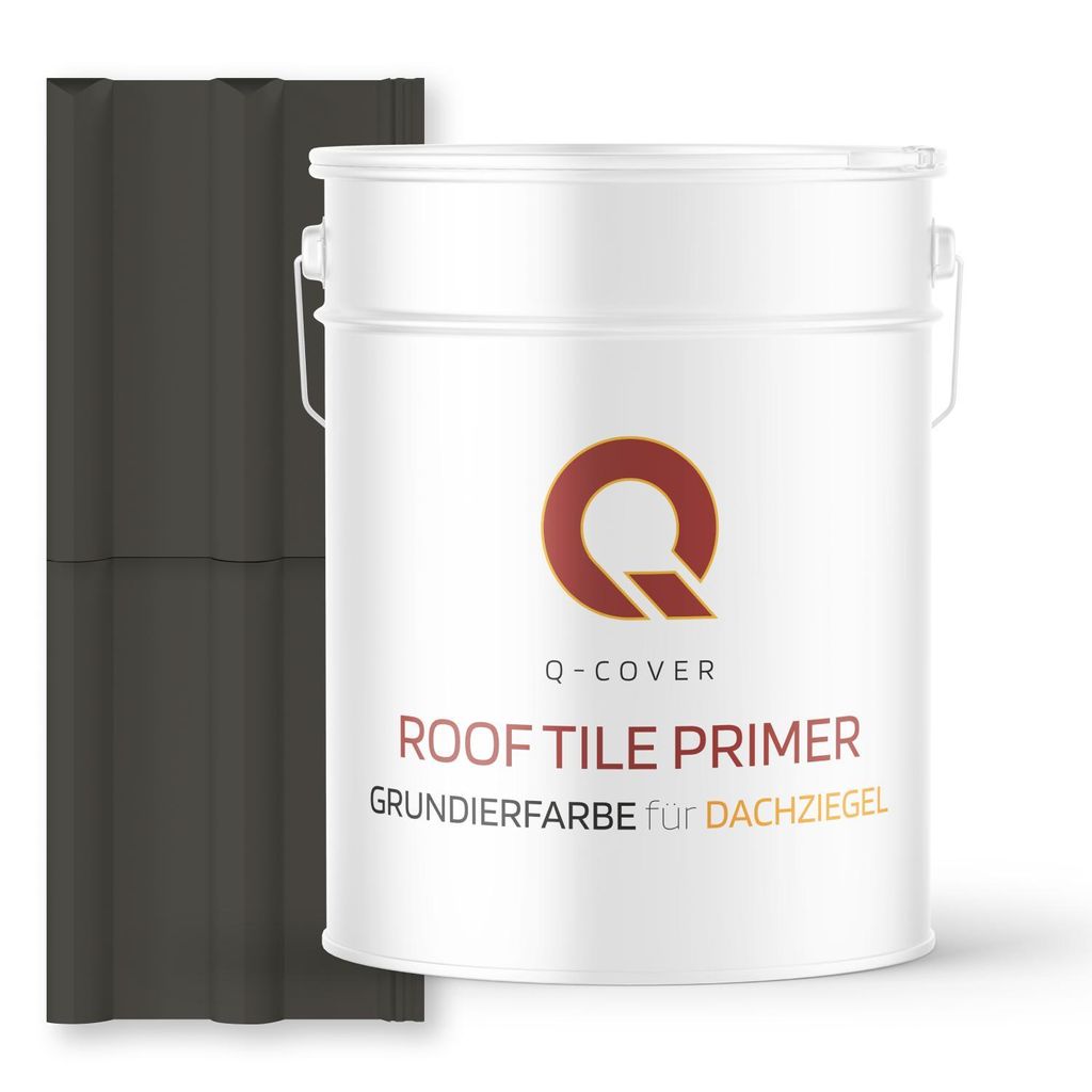 Grundierfarbe für Dachziegel Umbragrau RAL 7022 10 L | wetterfeste Dachbeschichtung | für Ziegel, Beton, Eternit | UV-beständig | Q-COVER