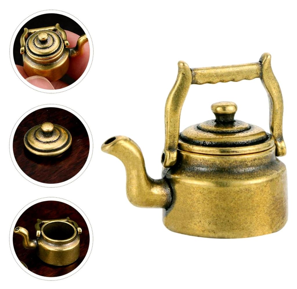 Messing Kleiner Teekannen Ornament Retro Teekessel Tischdekoration Chinesische Teekannenverzierung Sammlerstück für Teeraum