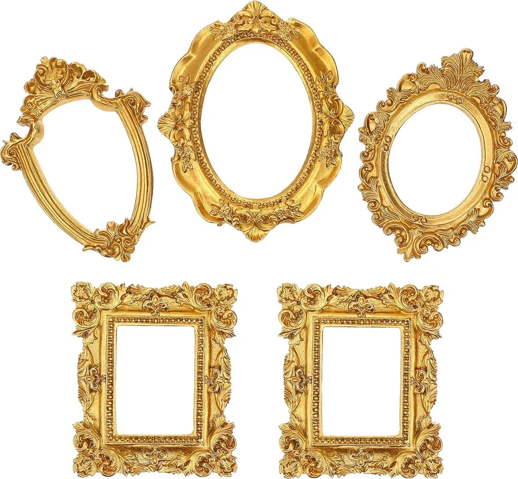 Cadre Photo Antique et Présentoir à Bijoux en Résine - Set de 5 Pièces