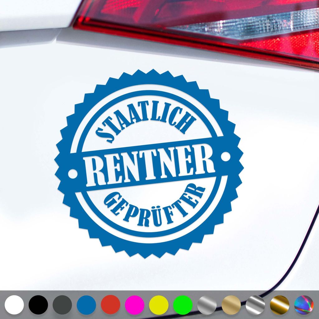 PantherPixel Rentner Aufkleber Senioren Rentnern Ruhestand Sticker Auto Geschenkidee Farbe Blau