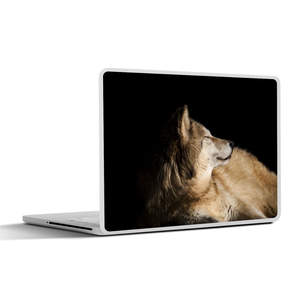 MuchoWow Laptop Aufkleber Sticker Cover Zufriedener Polarwolf 25x18 cm - Laptop-Deko