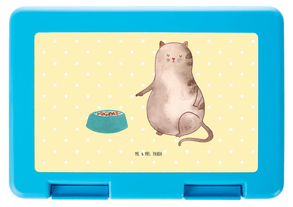 Mr. & Mrs. Panda Lunchbox Katze Fressen - Gelb Pastell - Geschenk, Vesperbox, Bento Box, Brotzeitbox, Bentobox, Snackbox