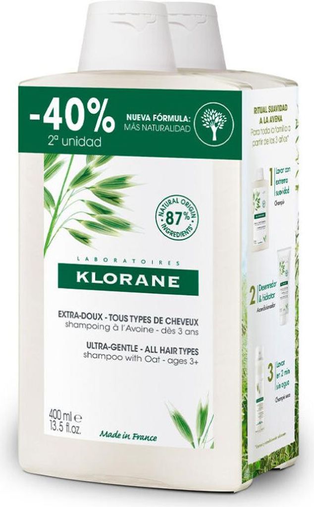 A LA LECHE DE AVENA champú  extrasuave duo 2 x 400 ml Produktbild 