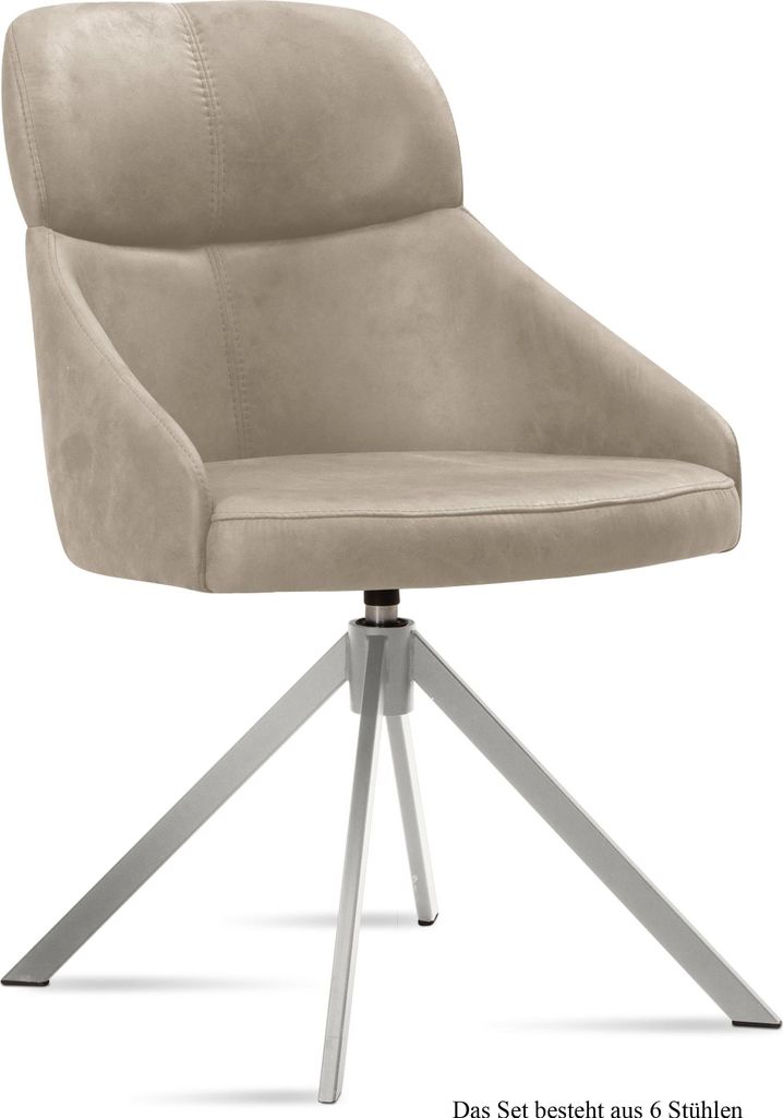 Esszimmerstuhl drehbar (6er-Set) Deeanne 52x82x63 Edelstahl/Natur