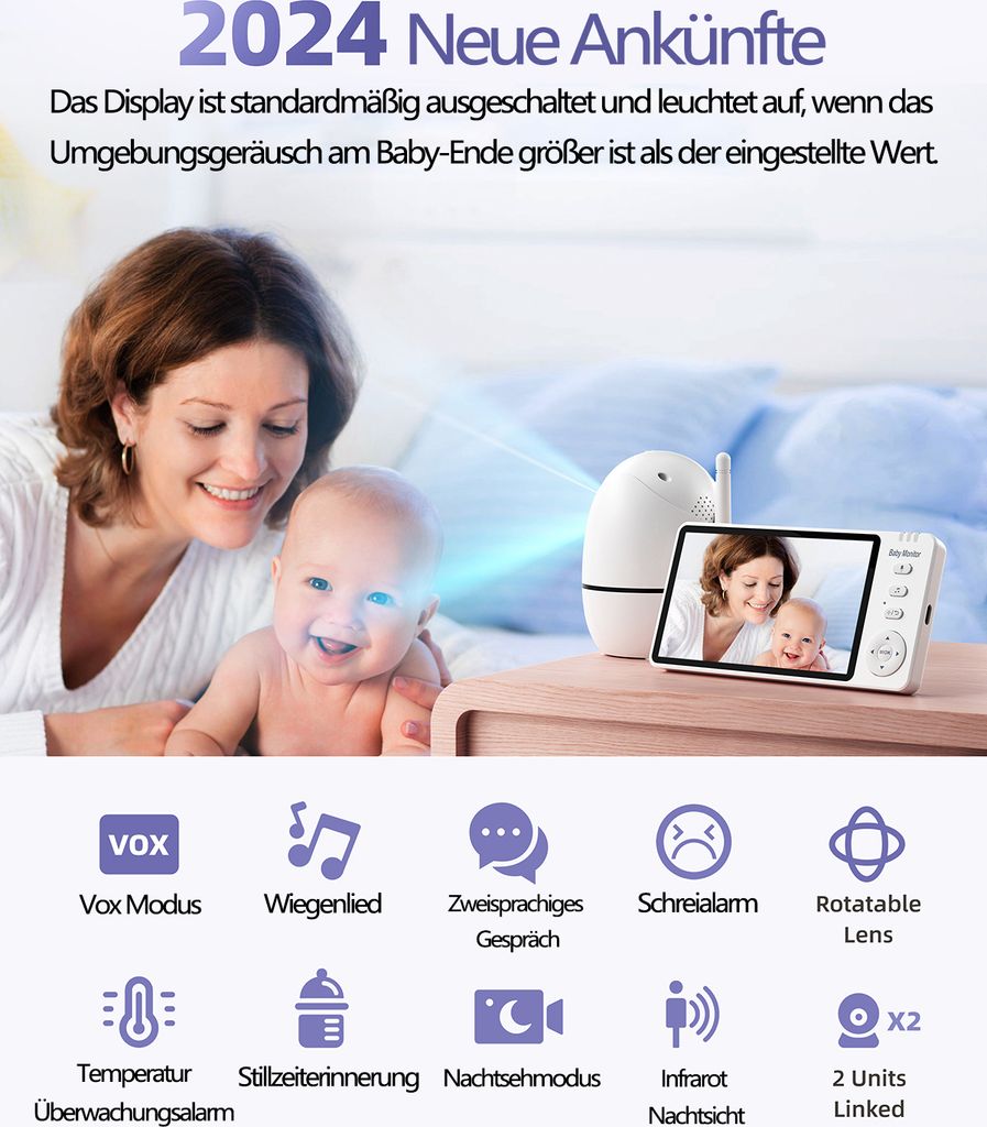 Inteligentna niania o wysokiej rozdzielczości - 5-calowy Zdjęcie produktu 4