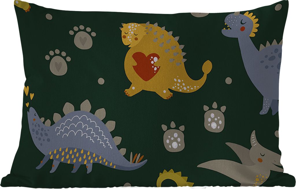 MuchoWow Outdoor Kissen - Dino - Kinder - Schnittmuster - Jungen - Mädchen - Dinosaurier - 50x30 cm - Wetterfest - Lounge Kissen - Sofa kissen -...