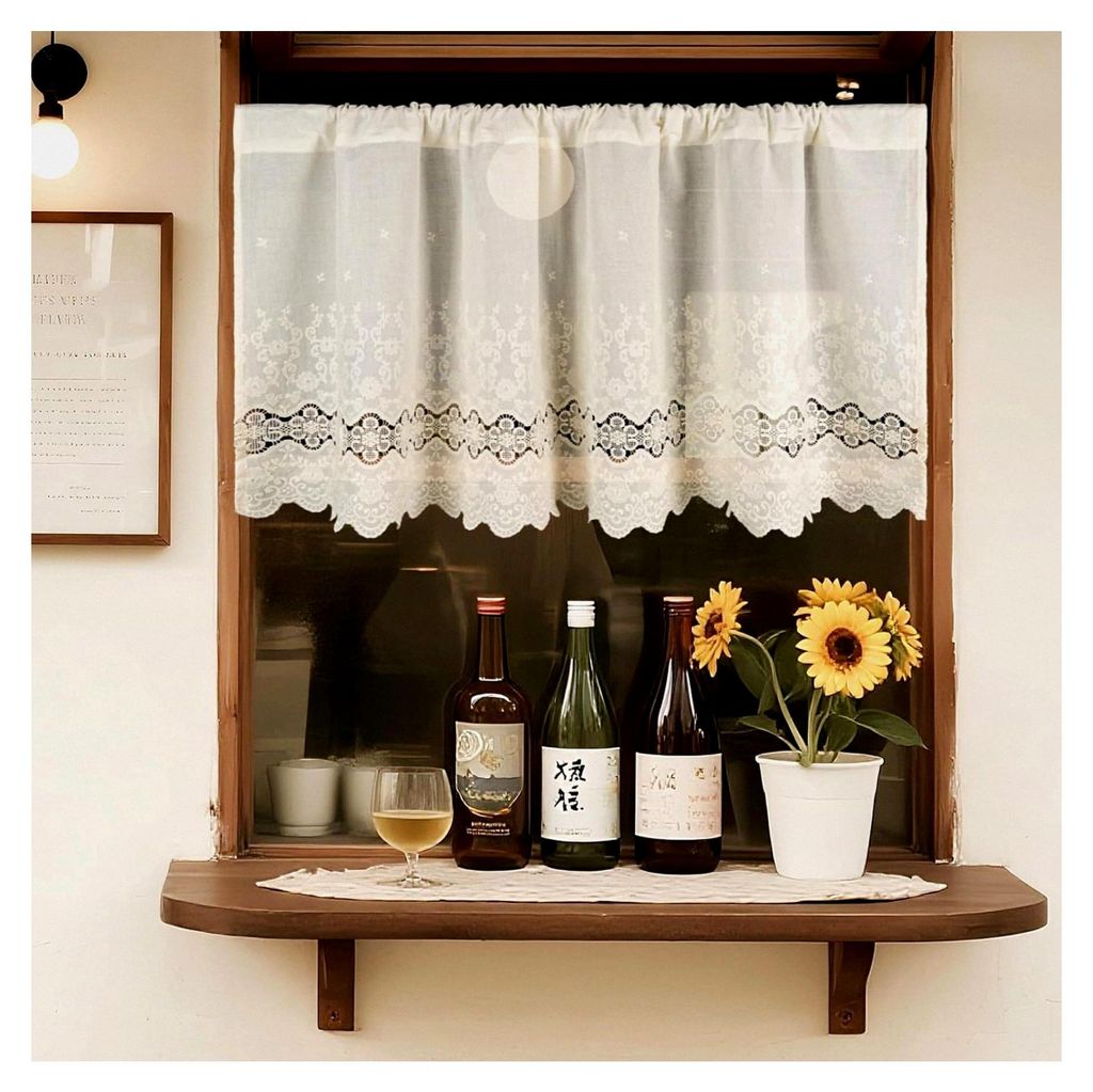 Scheibengardinen aus Baumwolle für den Landhausstil, halbtransparent, H45 x B90 cm - 1 Stück