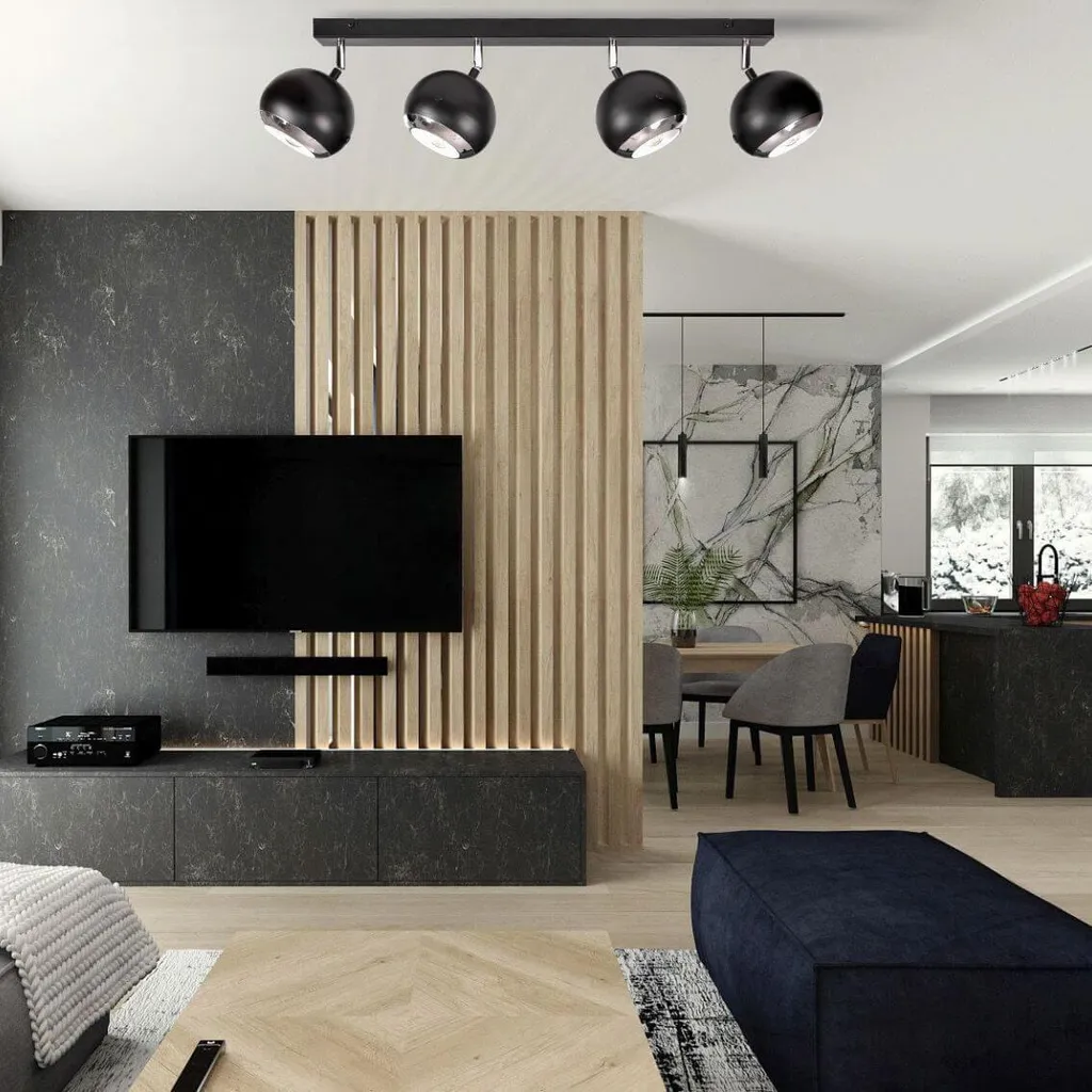 Plafonnier de Cuisine à 4 Spots Orientables OLAF 4 Noir et LED E14