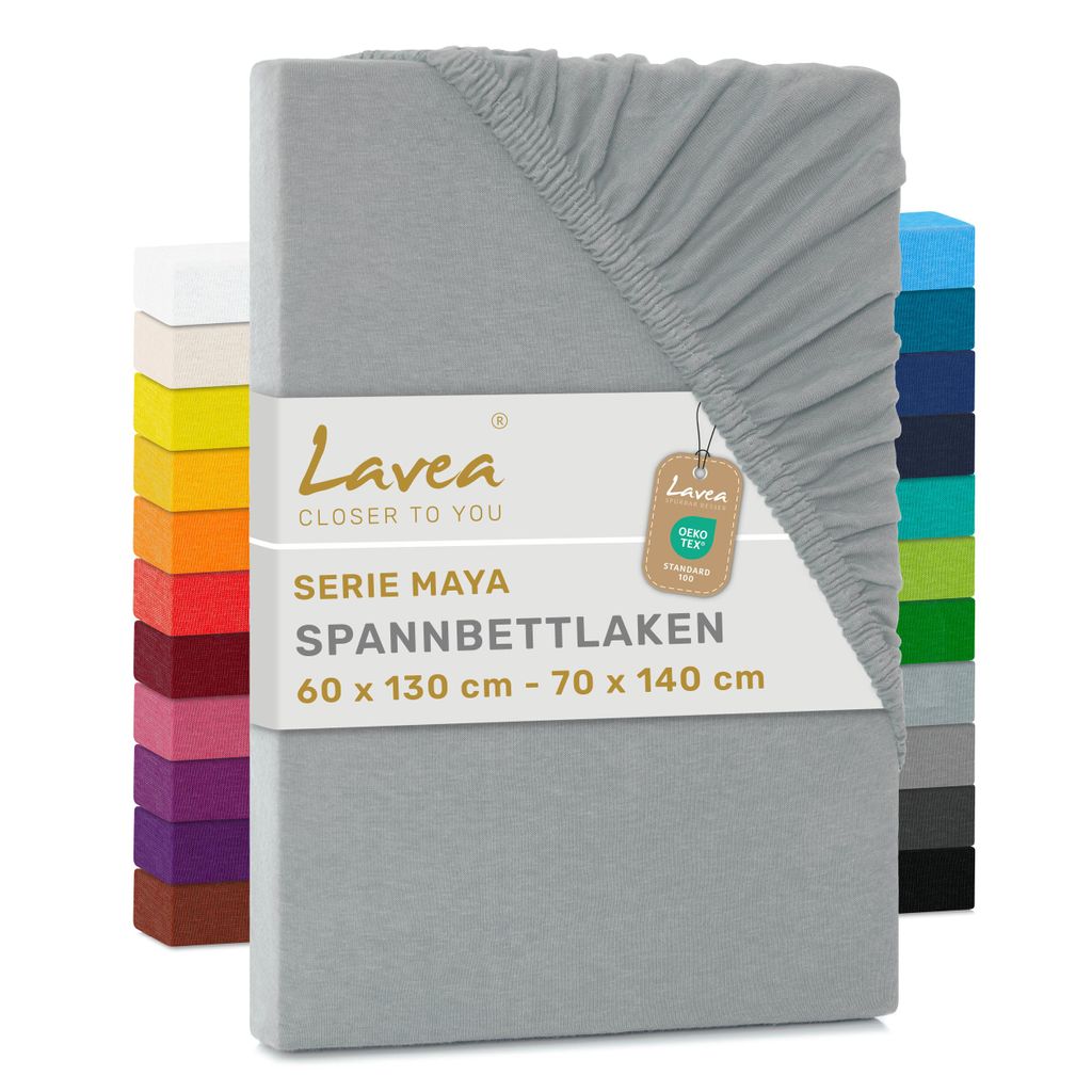 Lavea® Spannbettlaken 60x130cm - 70x140cm Maya Jersey, Produktbild 