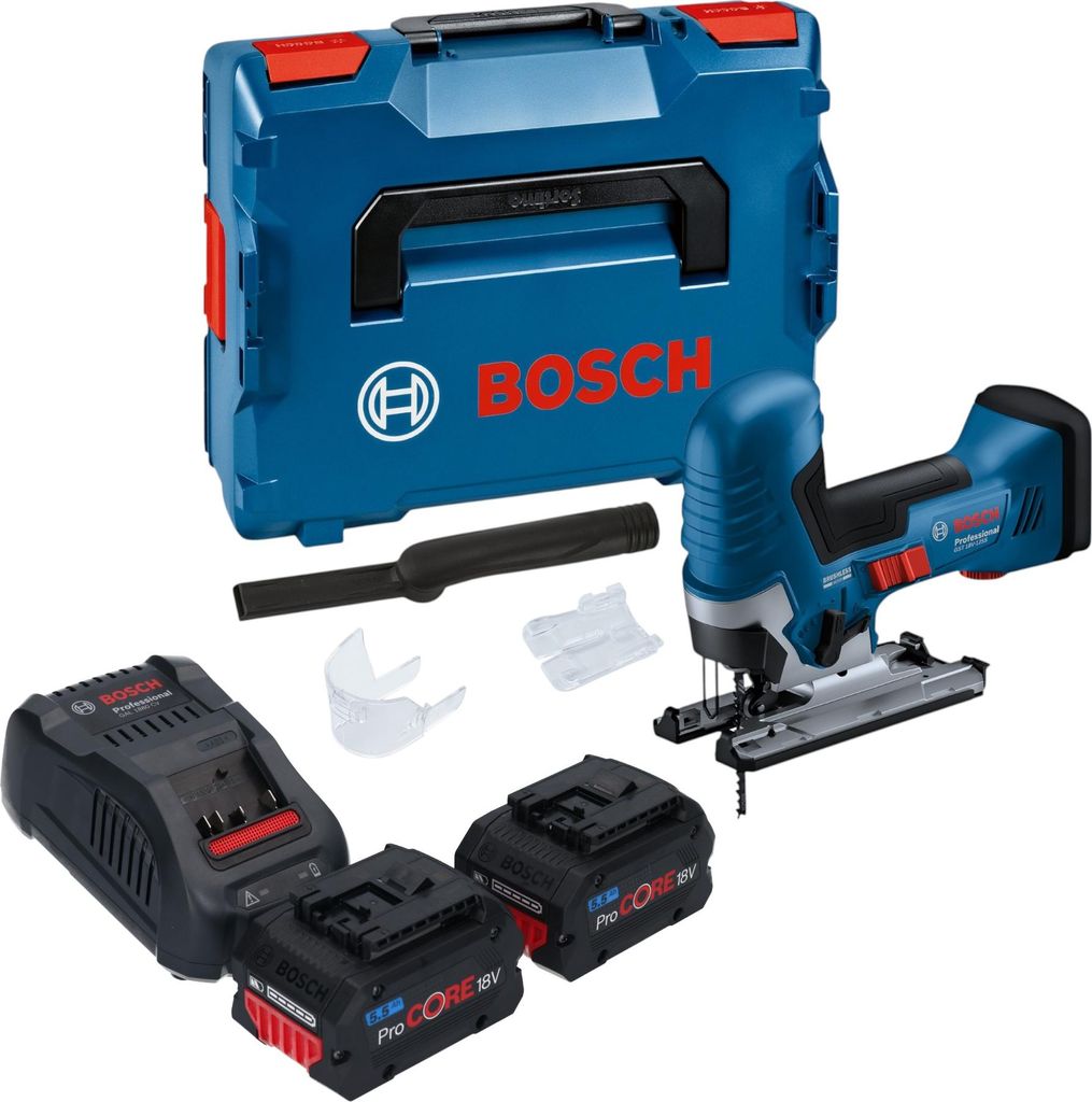 Bosch GST 18V-125 S Professional Akku Stichsäge 18 V 125 mm Brushless + 2x ProCORE Akku 5,5 Ah + Ladegerät + L-Boxx