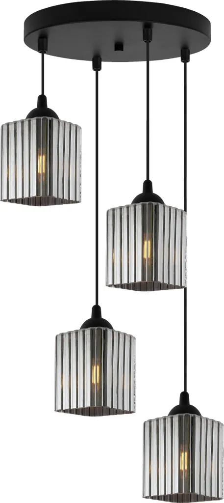 Lustre suspension moderne 4 lumières avec cubes en verre fumé graphite