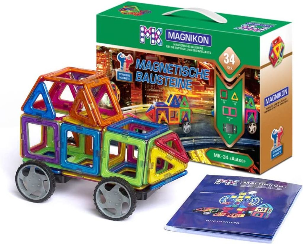 Magnetické stavebnice MK-34 "Auto" s koly, 34 dílků Obrázek produktu 