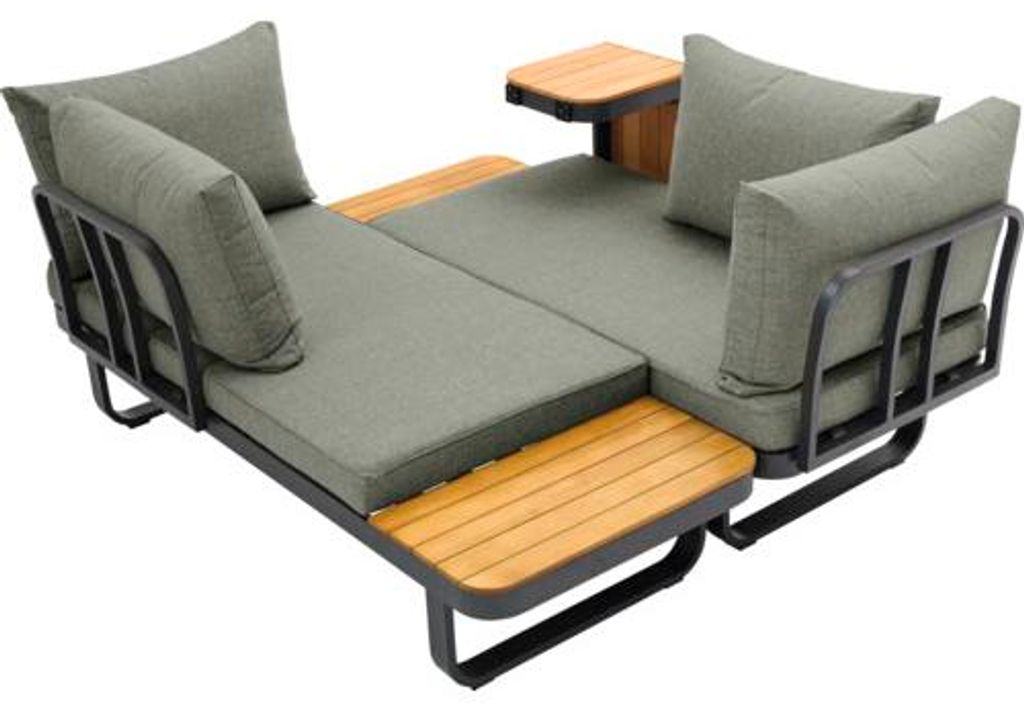 Loungeset SenS-Line garden furniture 4 -Sitzer bestehend aus: Tisch,2 Bänke Aluminium Holz anthrazit braun