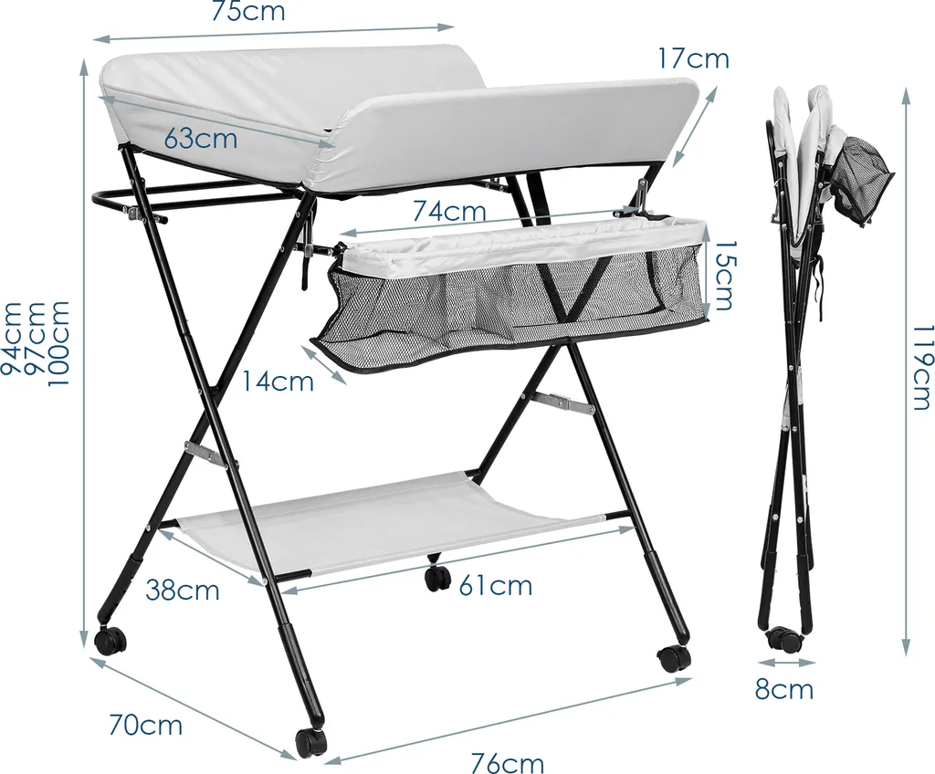 Table à Langer Pliable avec Baignoire Intégrée et Support Réglable - 2