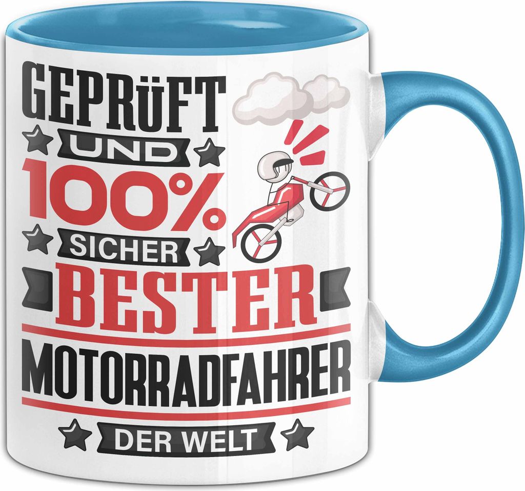 Motorradfahrer Geschenk Lustiger Spruch für Motorradfahrer Geschenkidee Bester Motorradfahrer Der Welt (Blau)