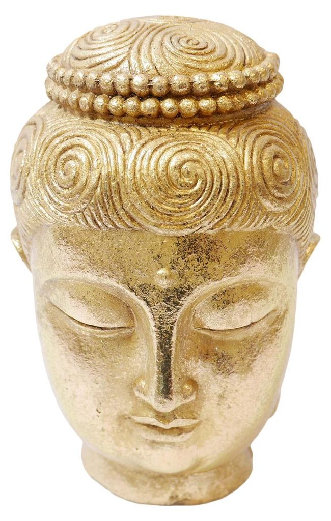 Buddha Kopf Statue Asian Skulptur aus Gold Dekofigur Höhe Produktbild 