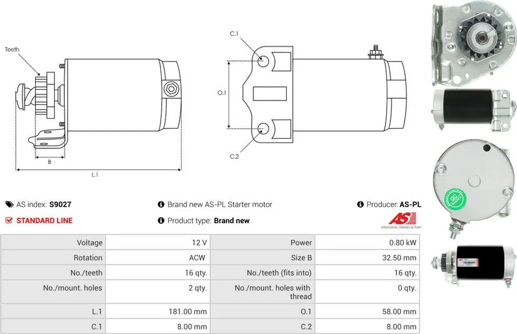 Démarreur électrique 16 dents pour moteur de tracteur tondeuse autoportée