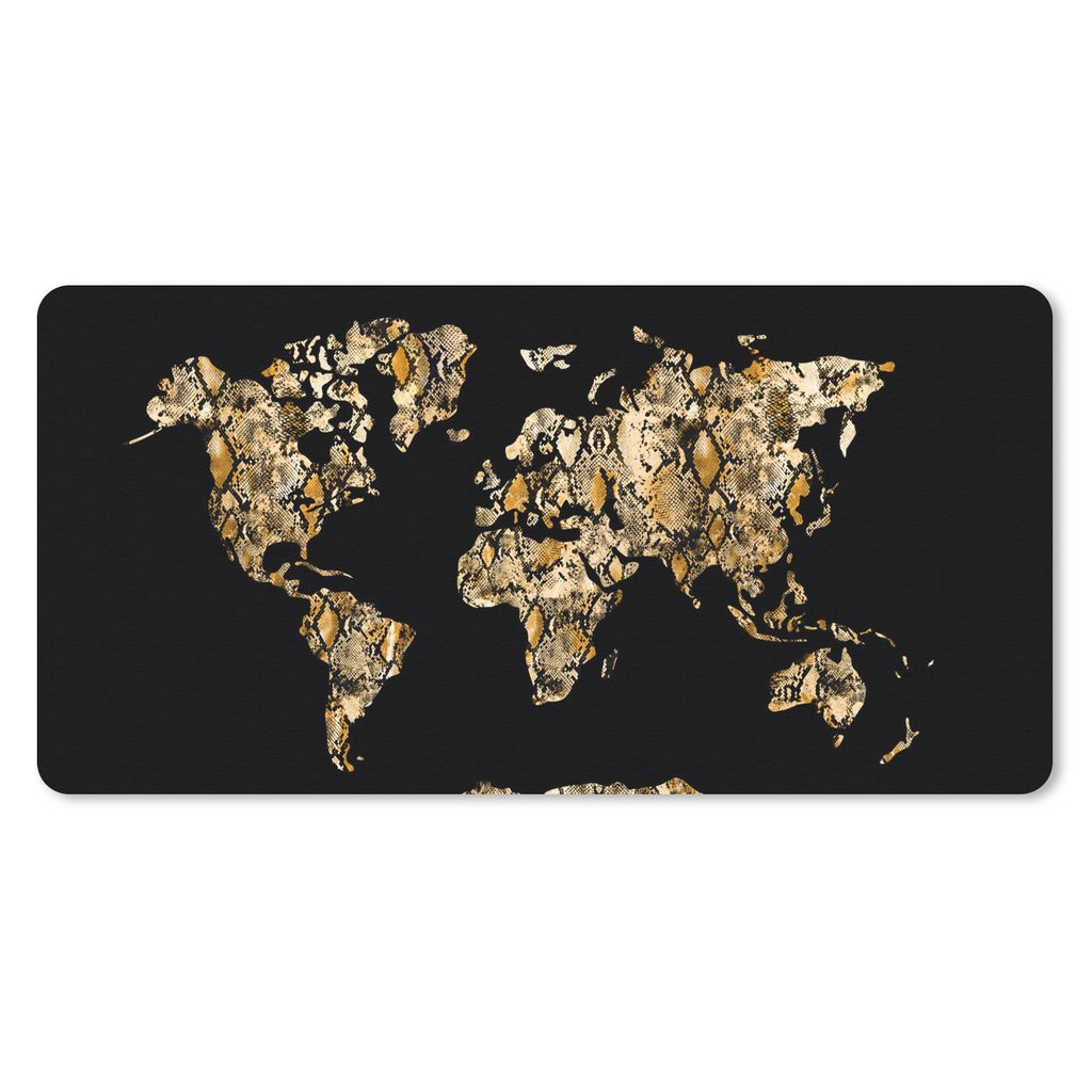 MuchoWow Mauspad Mousepad Weltkarte - Schlangendruck - Luxus 60x30 cm - Mousepads - Maus Mat - Pad - Mausunterlage - Nachhaltig